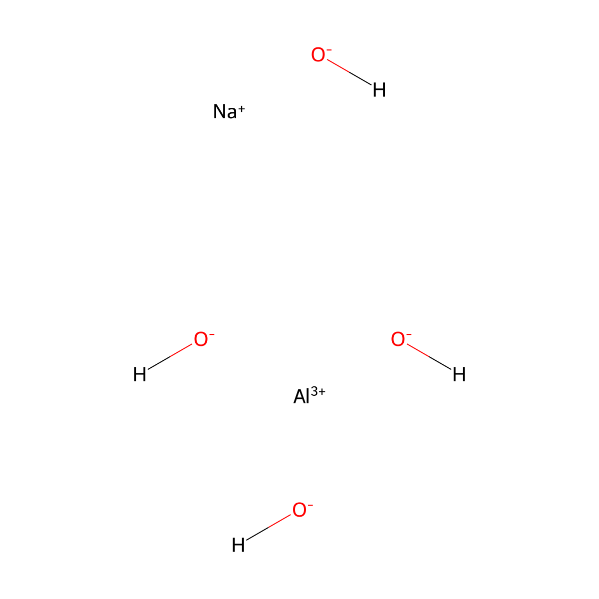 Aluminium sodium tetrahydroxide molecular structure, CAS 12251-53-5