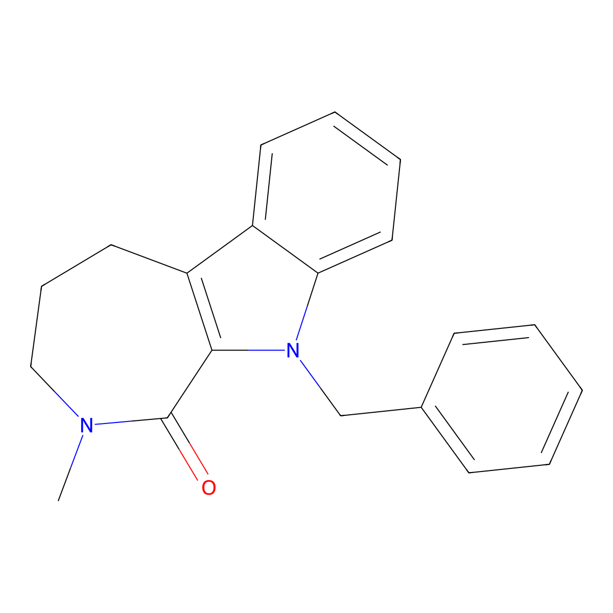 10-benzyl-2-methyl-4,5-dihydro-3H-azepino[3,4-b]indol-1-one molecular structure, CAS 122510-78-5