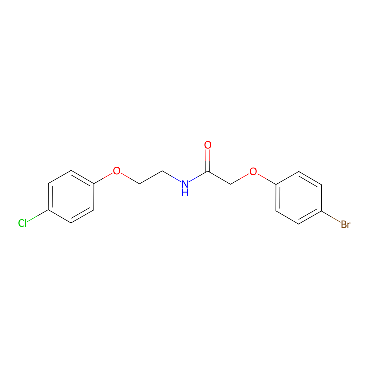 2-(4-bromophenoxy)-N-[2-(4-chlorophenoxy)ethyl]acetamide molecular structure, CAS 1225138-64-6