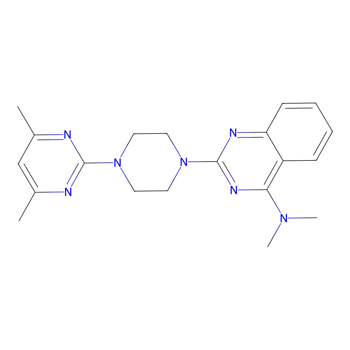2-(4-(4,6-dimethylpyrimidin-2-yl)piperazin-1-yl)-N,N-dimethylquinazolin-4-amine molecular structure, CAS 1225143-19-0