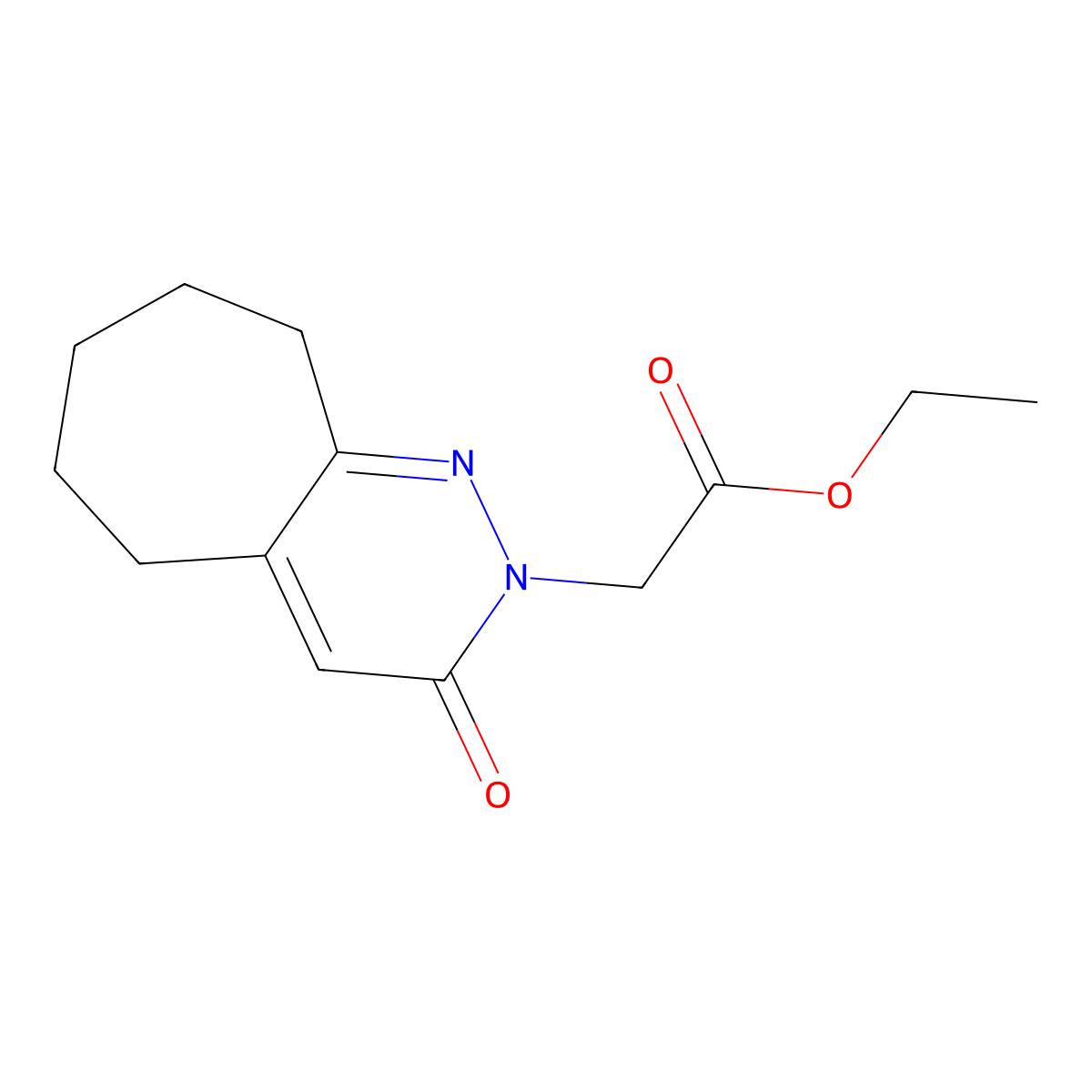 Ethyl 2-{3-oxo-2H,3H,5H,6H,7H,8H,9H-cyclohepta[C]pyridazin-2-YL}acetate molecular structure, CAS 1225143-58-7