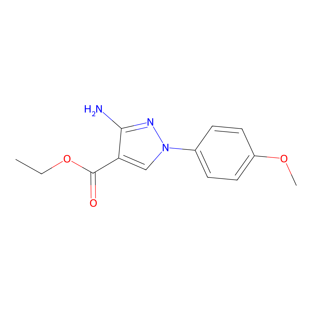 Ethyl 3-amino-1-(4-methoxyphenyl)-1H-pyrazole-4-carboxylate molecular structure, CAS 1225151-65-4