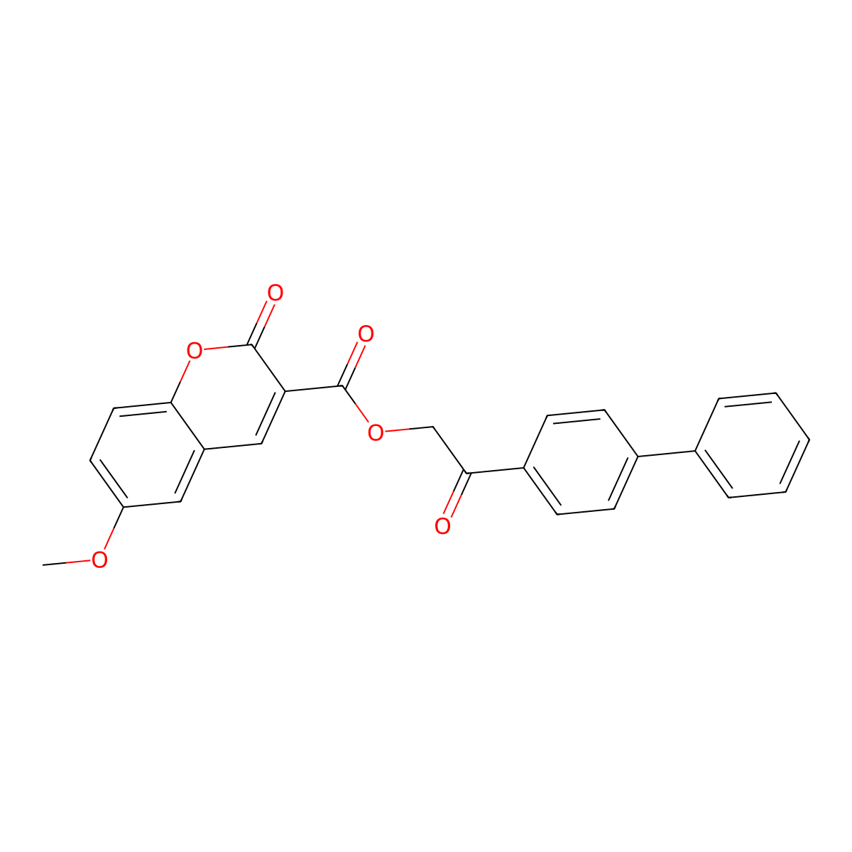 2-Oxo-2-(4-phenylphenyl)ethyl 6-methoxy-2-oxochromene-3-carboxylate molecular structure, CAS 1225153-57-0