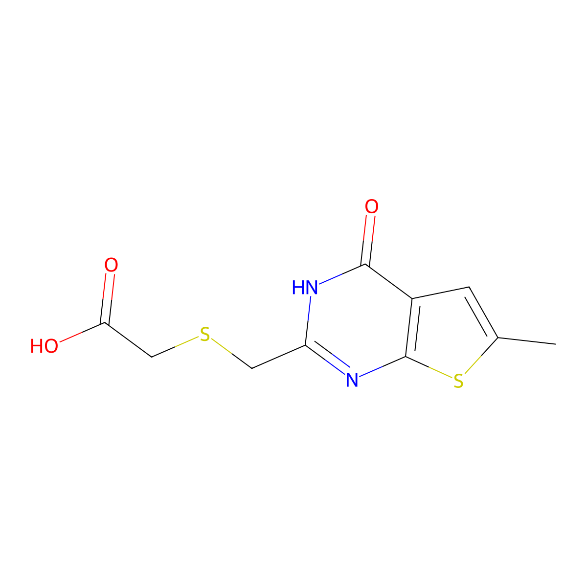 2-[({6-Methyl-4-oxo-3H,4H-thieno[2,3-d]pyrimidin-2-yl}methyl)sulfanyl]acetic acid molecular structure, CAS 1225153-86-5