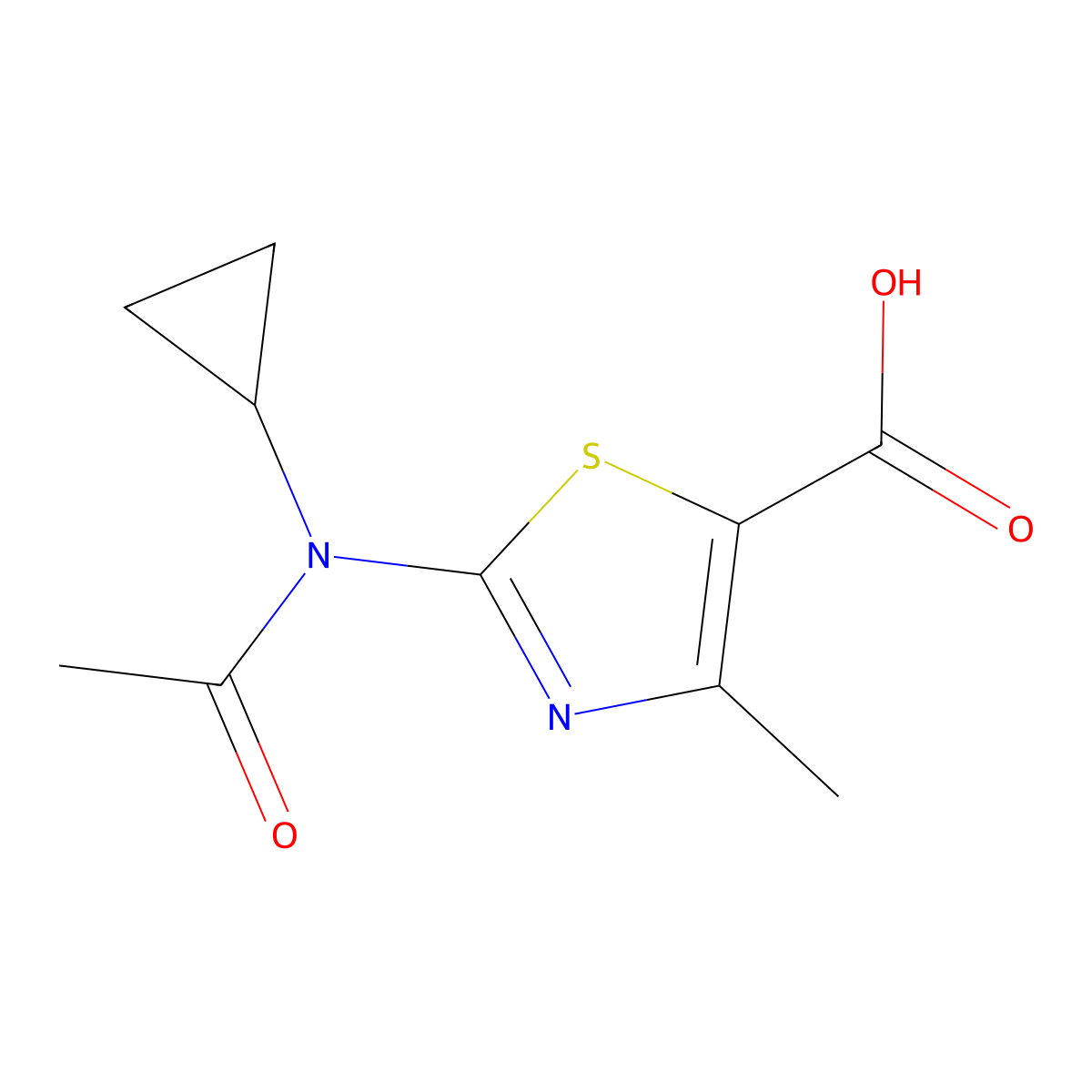 2-(N-Cyclopropylacetamido)-4-methyl-1,3-thiazole-5-carboxylic acid molecular structure, CAS 1225156-60-4