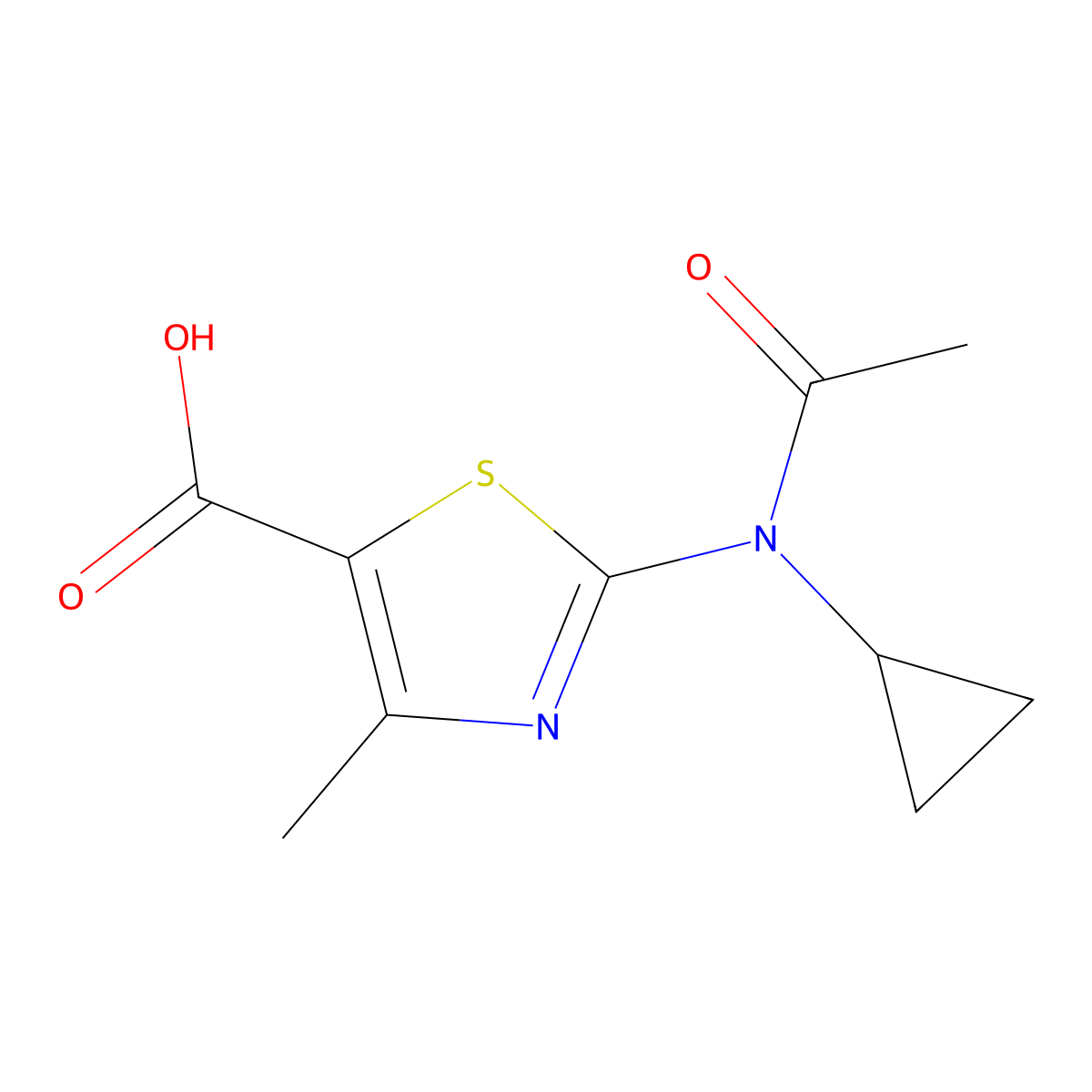 2-(N-Cyclopropylacetamido)-4-methyl-1,3-thiazole-5-carboxylic acid molecular structure, CAS 1225156-60-4