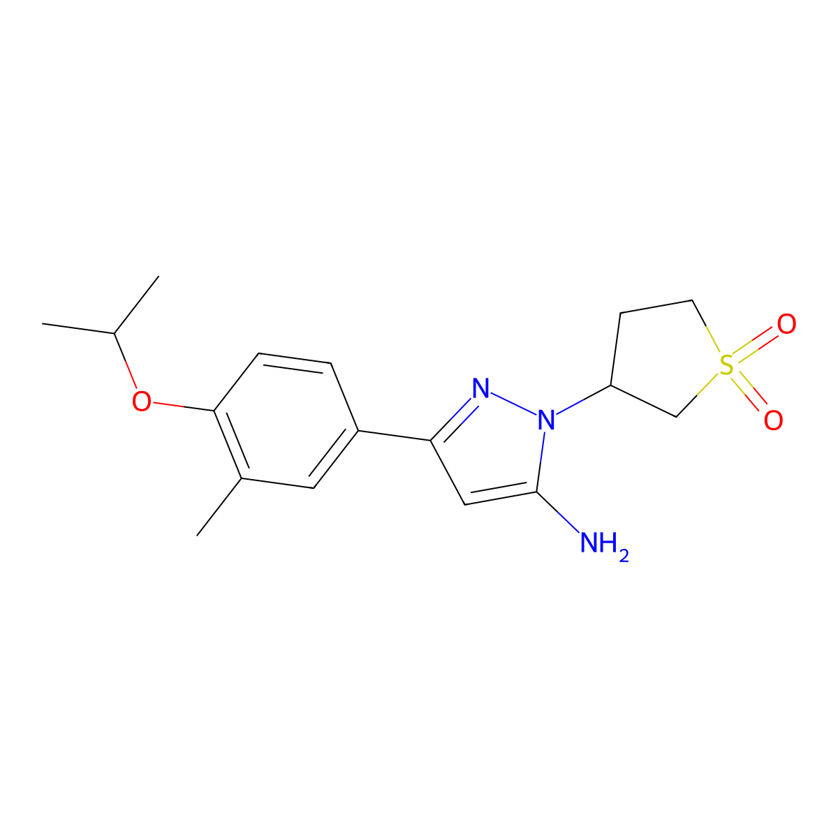3-{5-Amino-3-[3-methyl-4-(methylethoxy)phenyl]pyrazolyl}thiolane-1,1-dione molecular structure, CAS 1225158-36-0