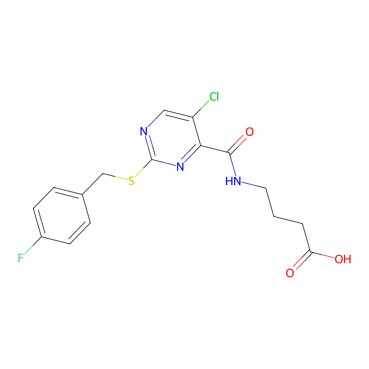 4-(5-Chloro-2-((4-fluorobenzyl)thio)pyrimidine-4-carboxamido)butanoic acid molecular structure, CAS 1225162-49-1