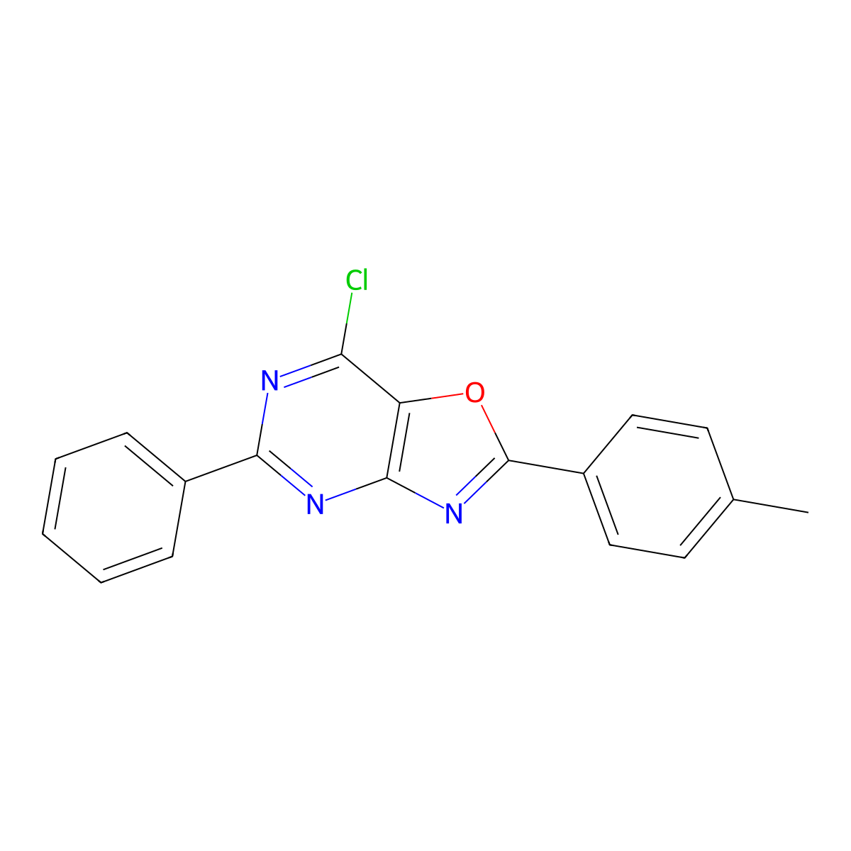 7-Chloro-5-phenyl-2-(p-tolyl)oxazolo[4,5-d]pyrimidine molecular structure, CAS 1225162-95-7