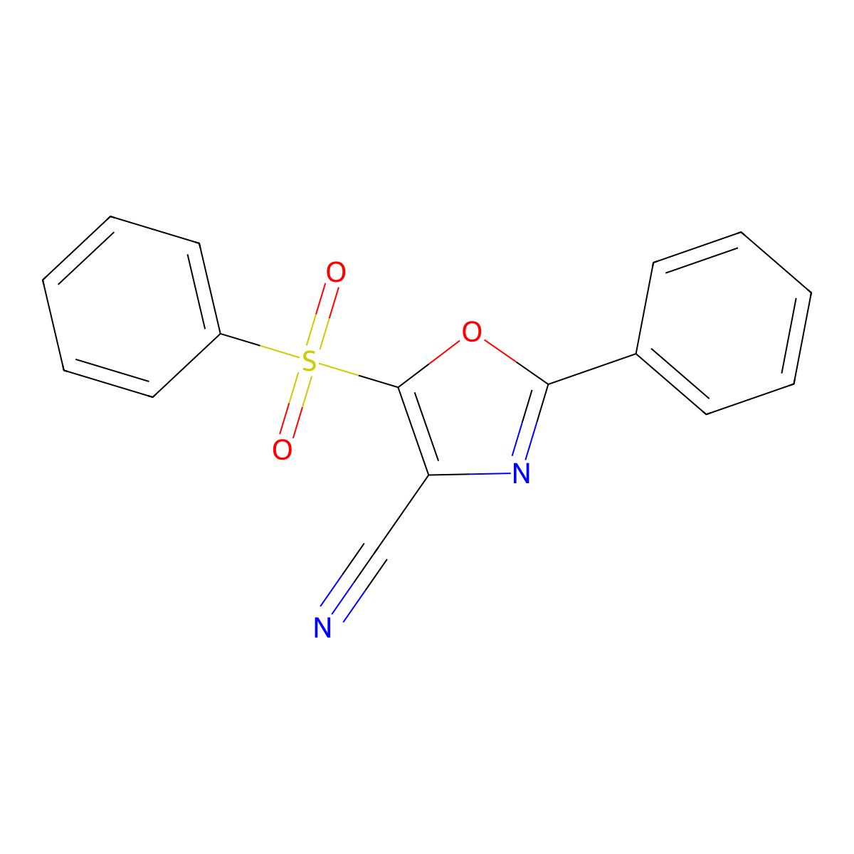 2-Phenyl-5-(phenylsulfonyl)-1,3-oxazole-4-carbonitrile molecular structure, CAS 1225166-89-1