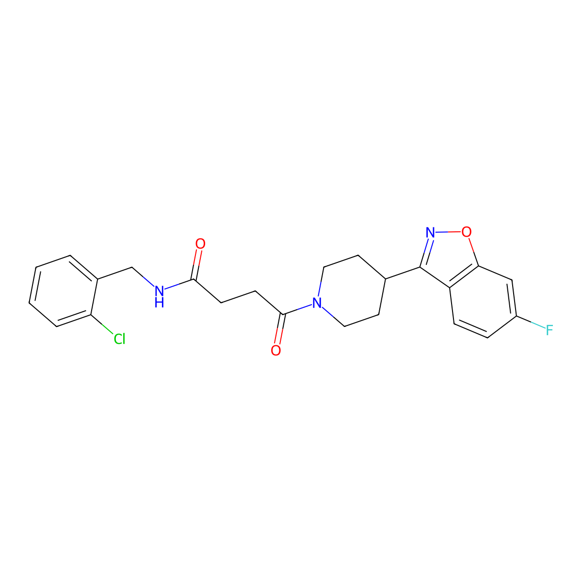N~1~-(2-chlorobenzyl)-4-[4-(6-fluoro-1,2-benzisoxazol-3-yl)piperidino]-4-oxobutanamide molecular structure, CAS 1225168-13-7