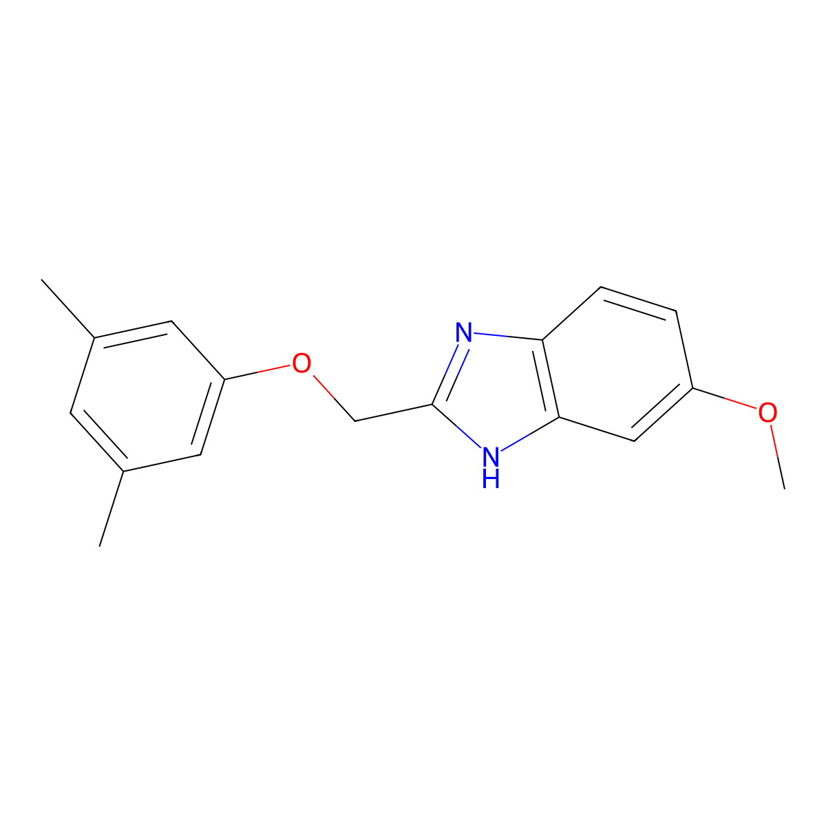 2-[(3,5-dimethylphenoxy)methyl]-5-methoxy-1H-1,3-benzodiazole molecular structure, CAS 1225168-27-3