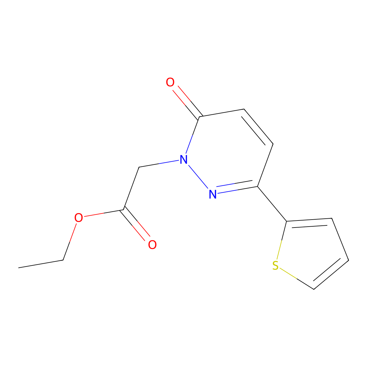ethyl [6-oxo-3-(thiophen-2-yl)pyridazin-1(6H)-yl]acetate molecular structure, CAS 1225169-56-1