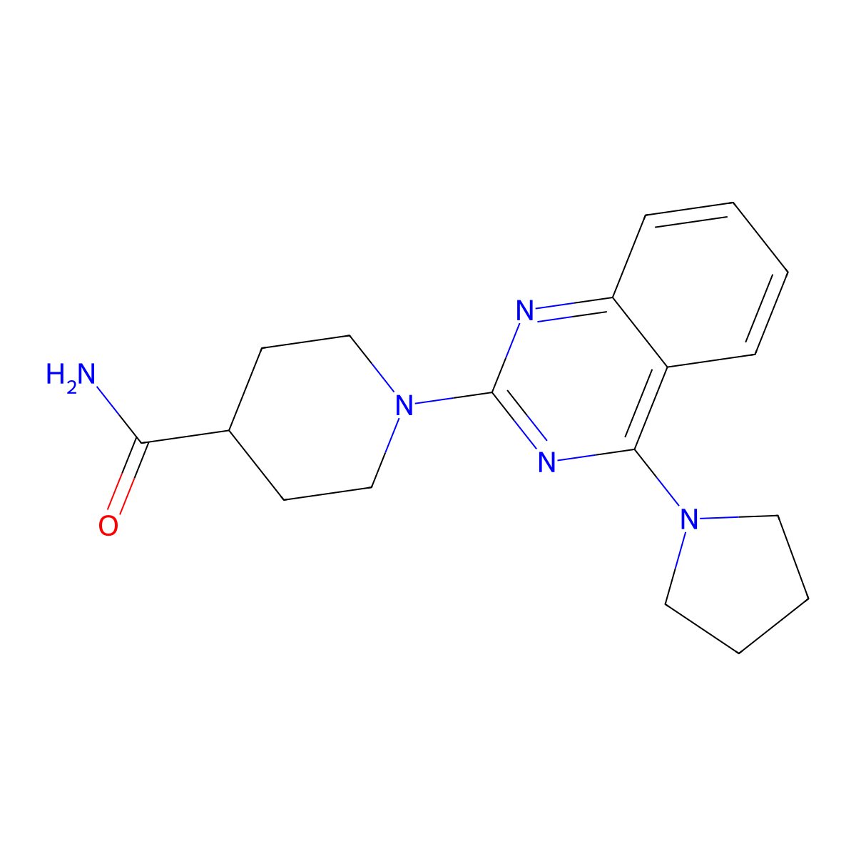 1-(4-(Pyrrolidin-1-yl)quinazolin-2-yl)piperidine-4-carboxamide molecular structure, CAS 1225173-98-7