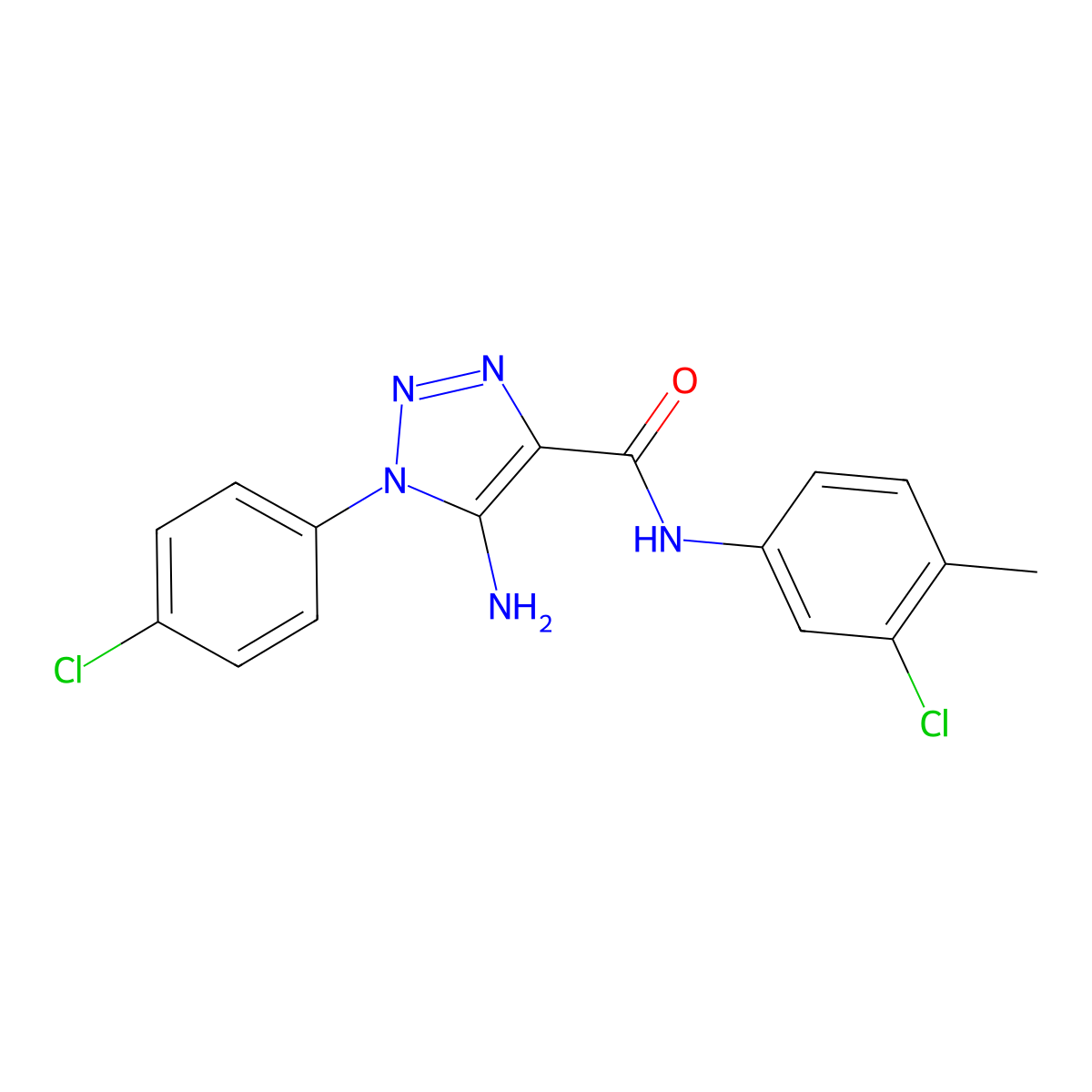 5-amino-N-(3-chloro-4-methylphenyl)-1-(4-chlorophenyl)-1H-1,2,3-triazole-4-carboxamide molecular structure, CAS 1225189-54-7