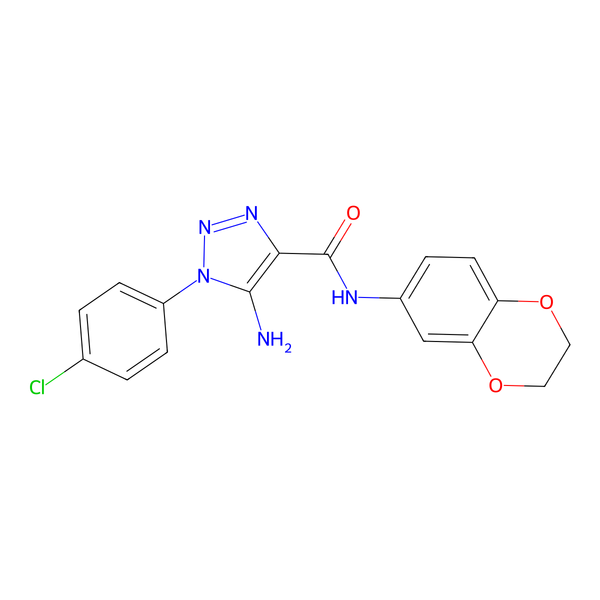5-amino-1-(4-chlorophenyl)-N-(2,3-dihydro-1,4-benzodioxin-6-yl)-1H-1,2,3-triazole-4-carboxamide molecular structure, CAS 1225189-56-9