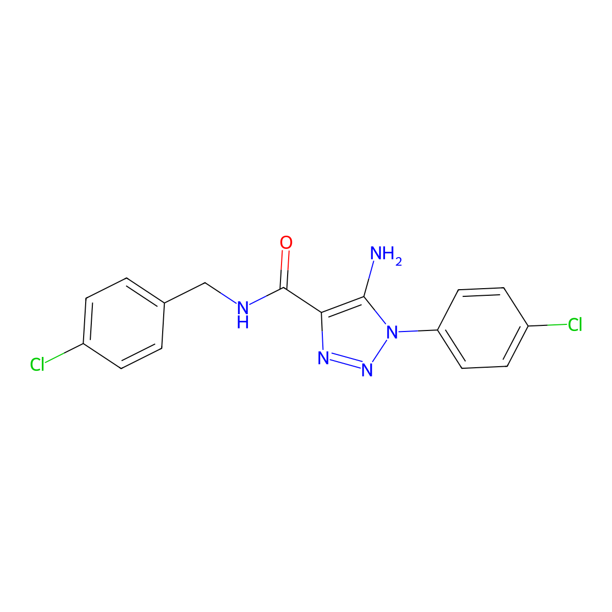 5-amino-1-(4-chlorophenyl)-N-[(4-chlorophenyl)methyl]-1H-1,2,3-triazole-4-carboxamide molecular structure, CAS 1225189-57-0