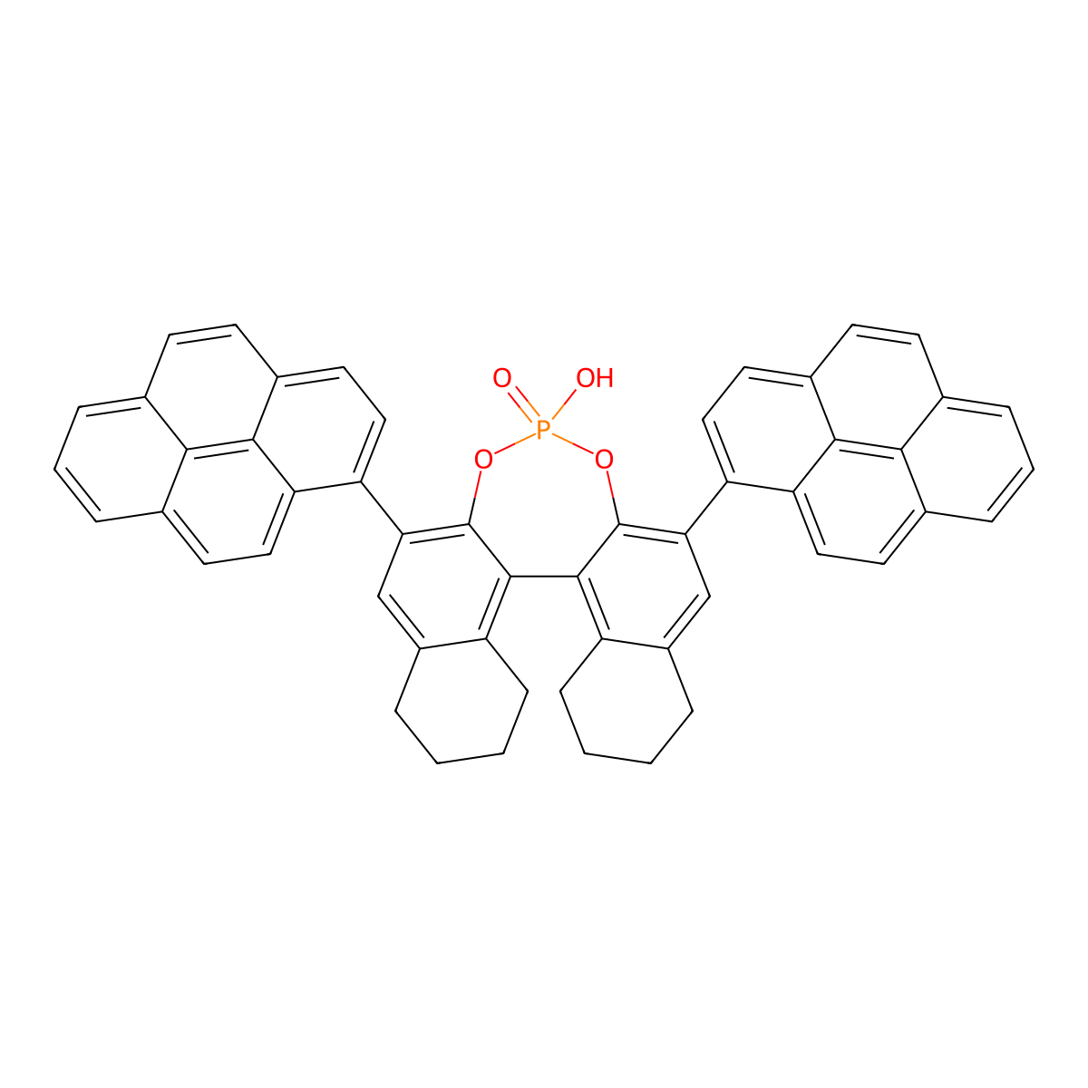 (11bR)-4-Hydroxy-2,6-di(pyren-1-yl)-8,9,10,11,12,13,14,15-octahydrodinaphtho[2,1-d:1',2'-f][1,3,2]dioxaphosphepine 4-oxide molecular structure, CAS 1225195-02-7