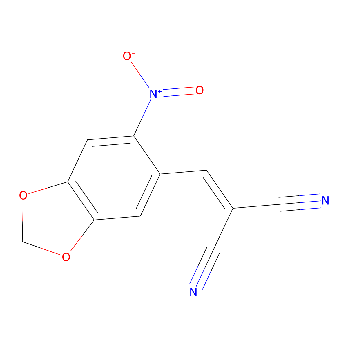 2-[(6-nitro-2H-1,3-benzodioxol-5-yl)methylidene]propanedinitrile molecular structure, CAS 122520-72-3