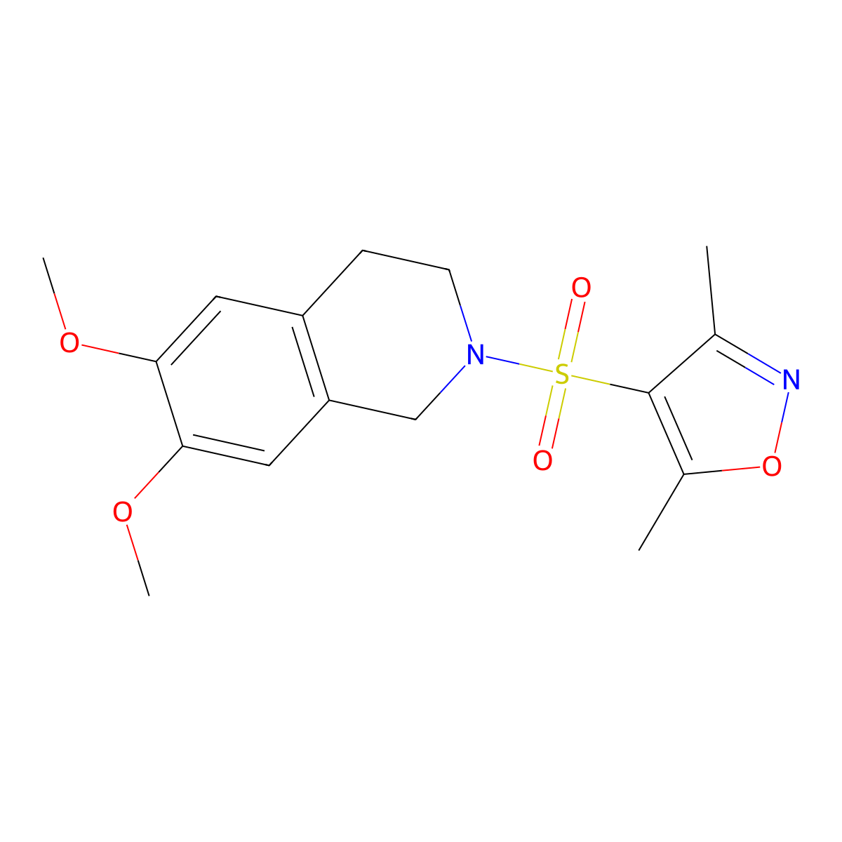 2-[(3,5-Dimethyl-1,2-oxazol-4-yl)sulfonyl]-6,7-dimethoxy-1,2,3,4-tetrahydroisoquinoline molecular structure, CAS 1225202-21-0