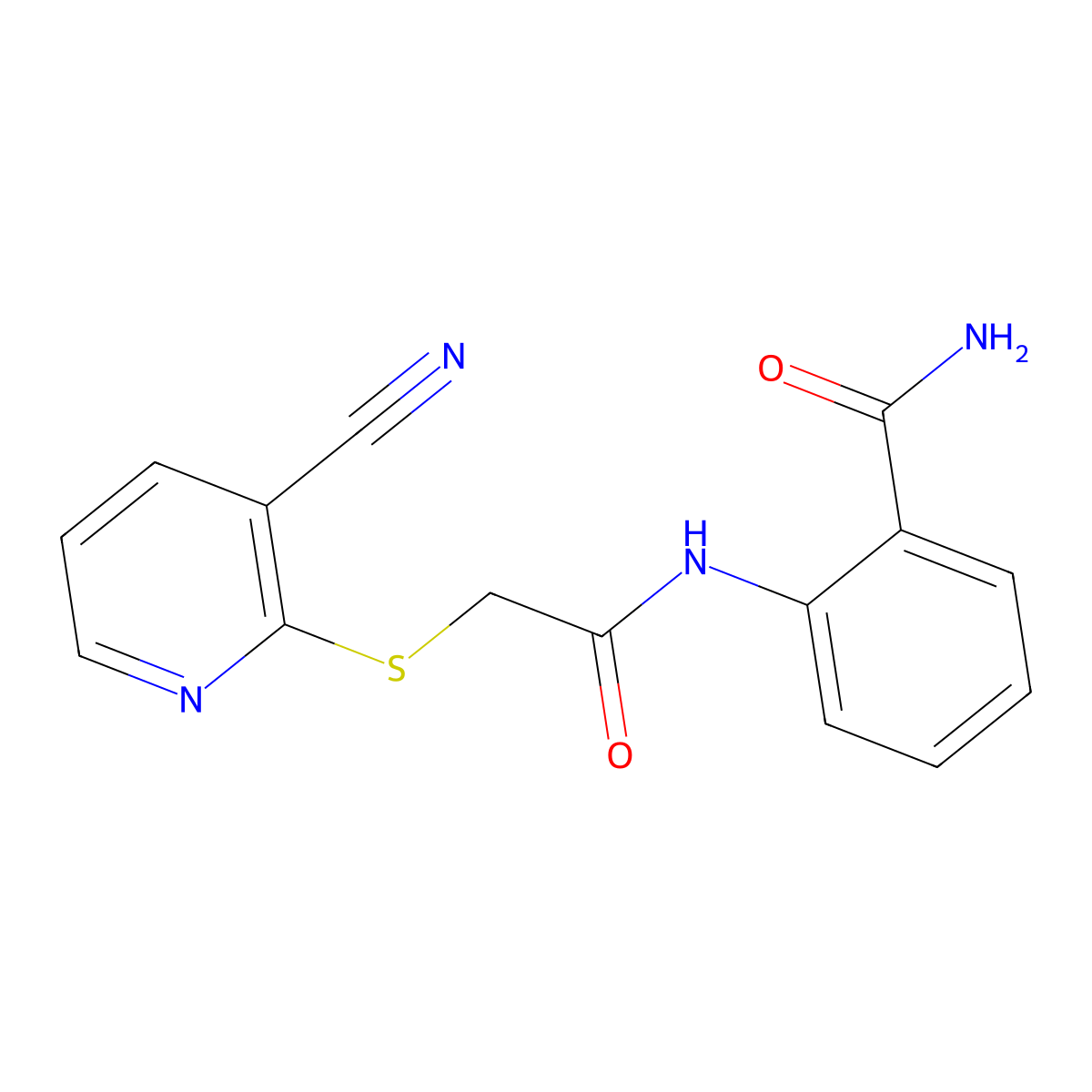 2-{2-[(3-Cyanopyridin-2-YL)sulfanyl]acetamido}benzamide molecular structure, CAS 1225202-55-0