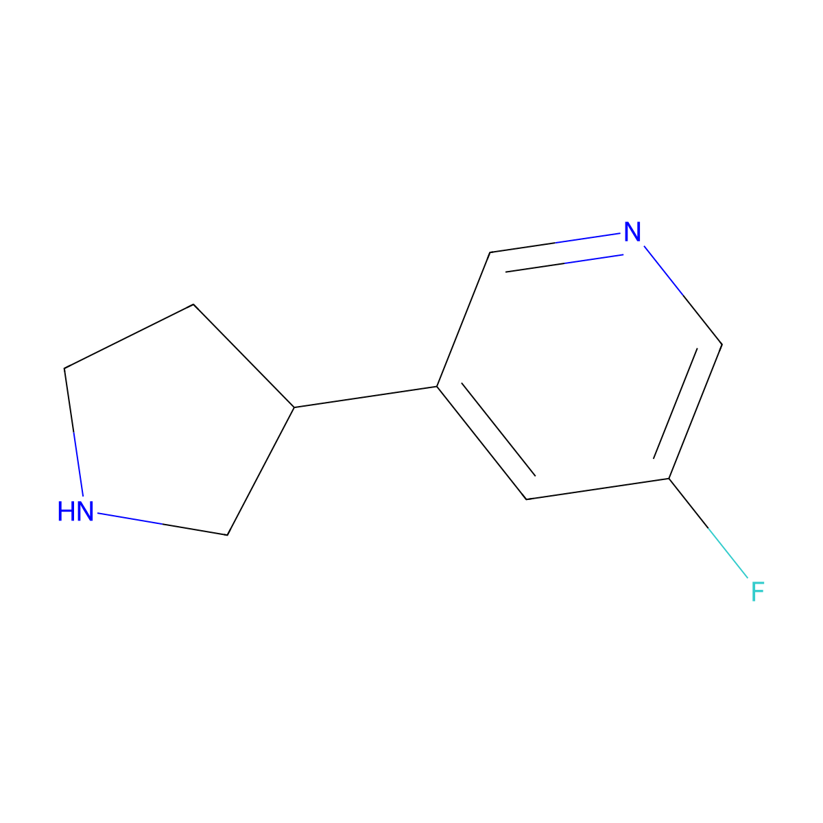 3-Fluoro-5-(pyrrolidin-3-yl)pyridine molecular structure, CAS 1225218-23-4