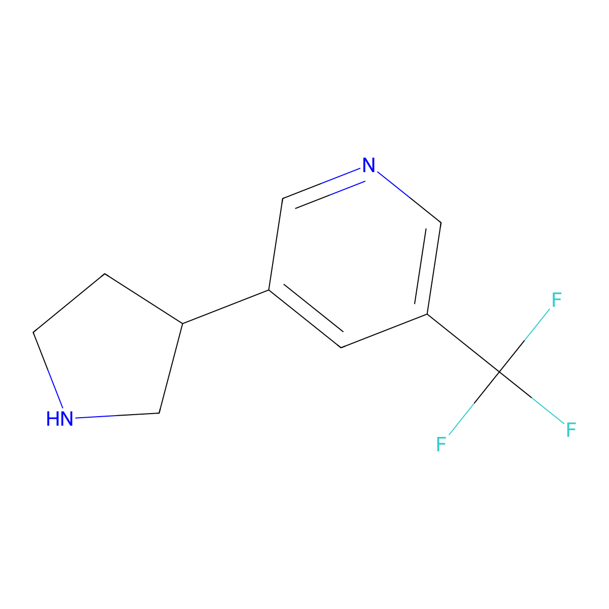 3-(Pyrrolidin-3-yl)-5-(trifluoromethyl)pyridine molecular structure, CAS 1225218-24-5