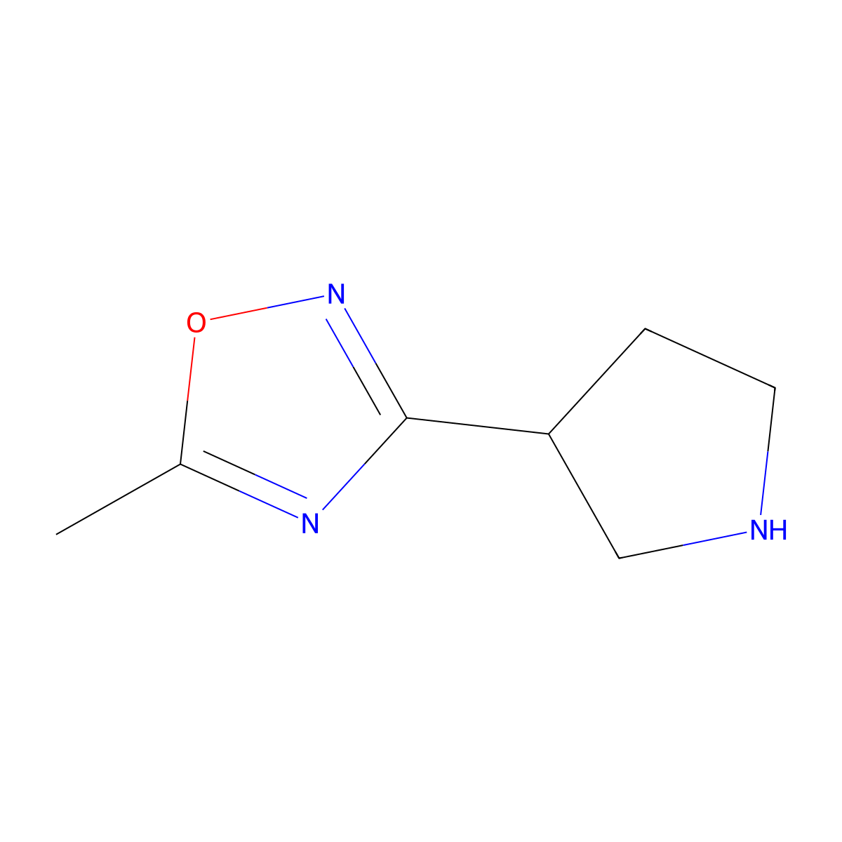 5-Methyl-3-(pyrrolidin-3-yl)-1,2,4-oxadiazole molecular structure, CAS 1225218-60-9