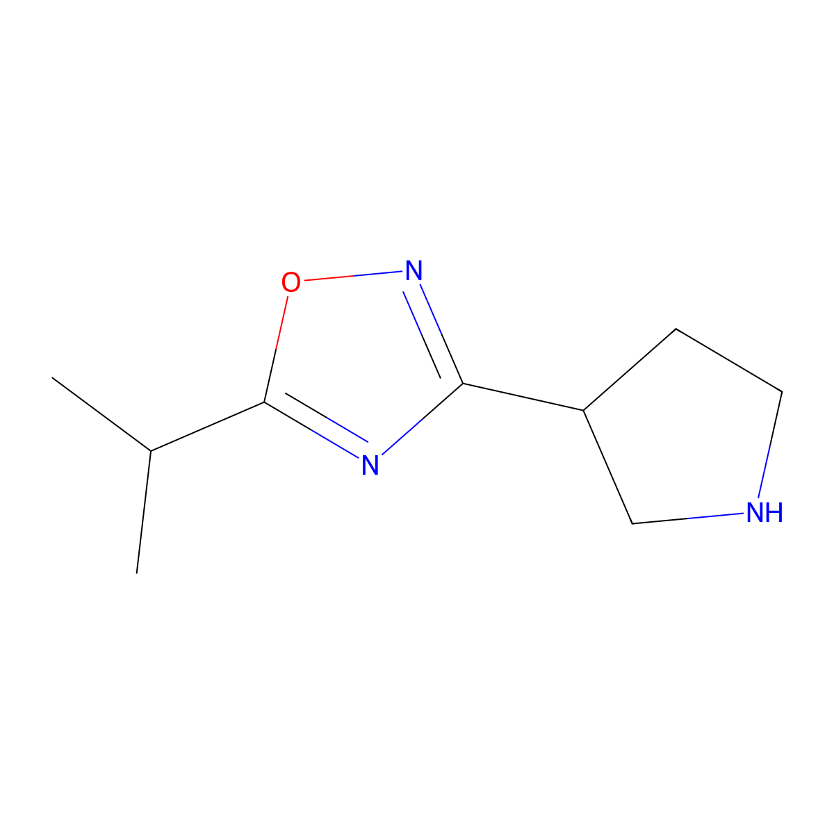 5-Isopropyl-3-(pyrrolidin-3-yl)-1,2,4-oxadiazole molecular structure, CAS 1225218-61-0