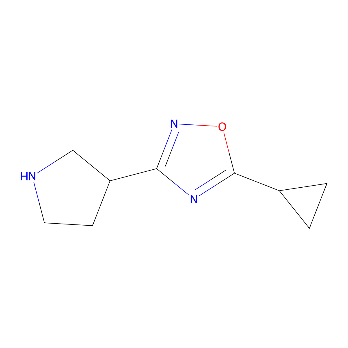5-Cyclopropyl-3-(pyrrolidin-3-yl)-1,2,4-oxadiazole molecular structure, CAS 1225218-63-2