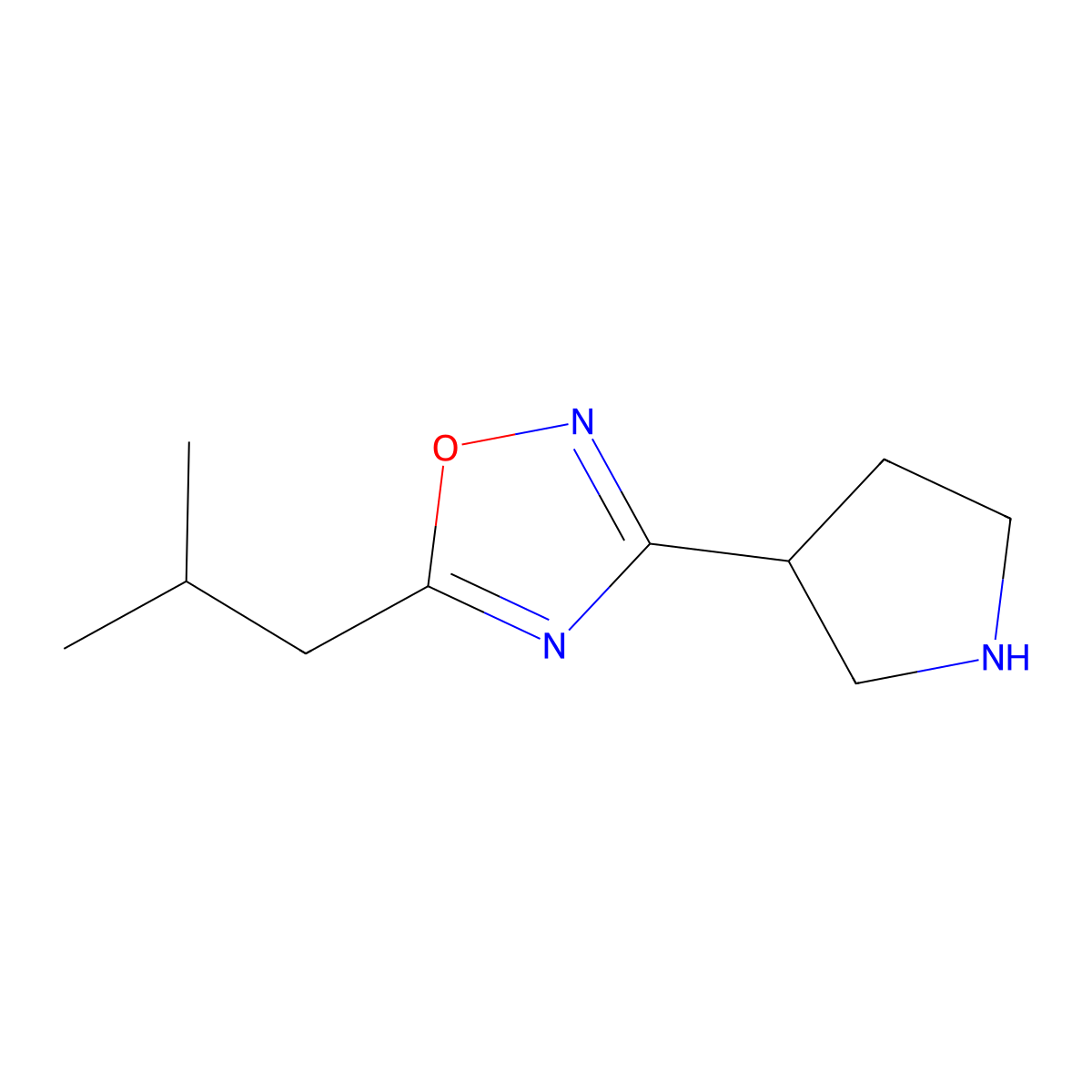 5-Isobutyl-3-(pyrrolidin-3-yl)-1,2,4-oxadiazole molecular structure, CAS 1225218-64-3