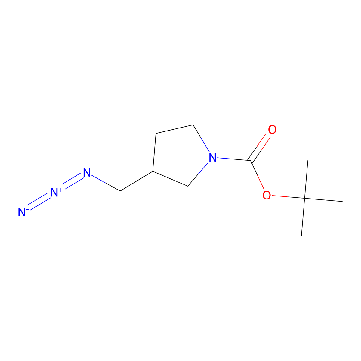 Tert-butyl 3-(azidomethyl)pyrrolidine-1-carboxylate molecular structure, CAS 1225218-67-6