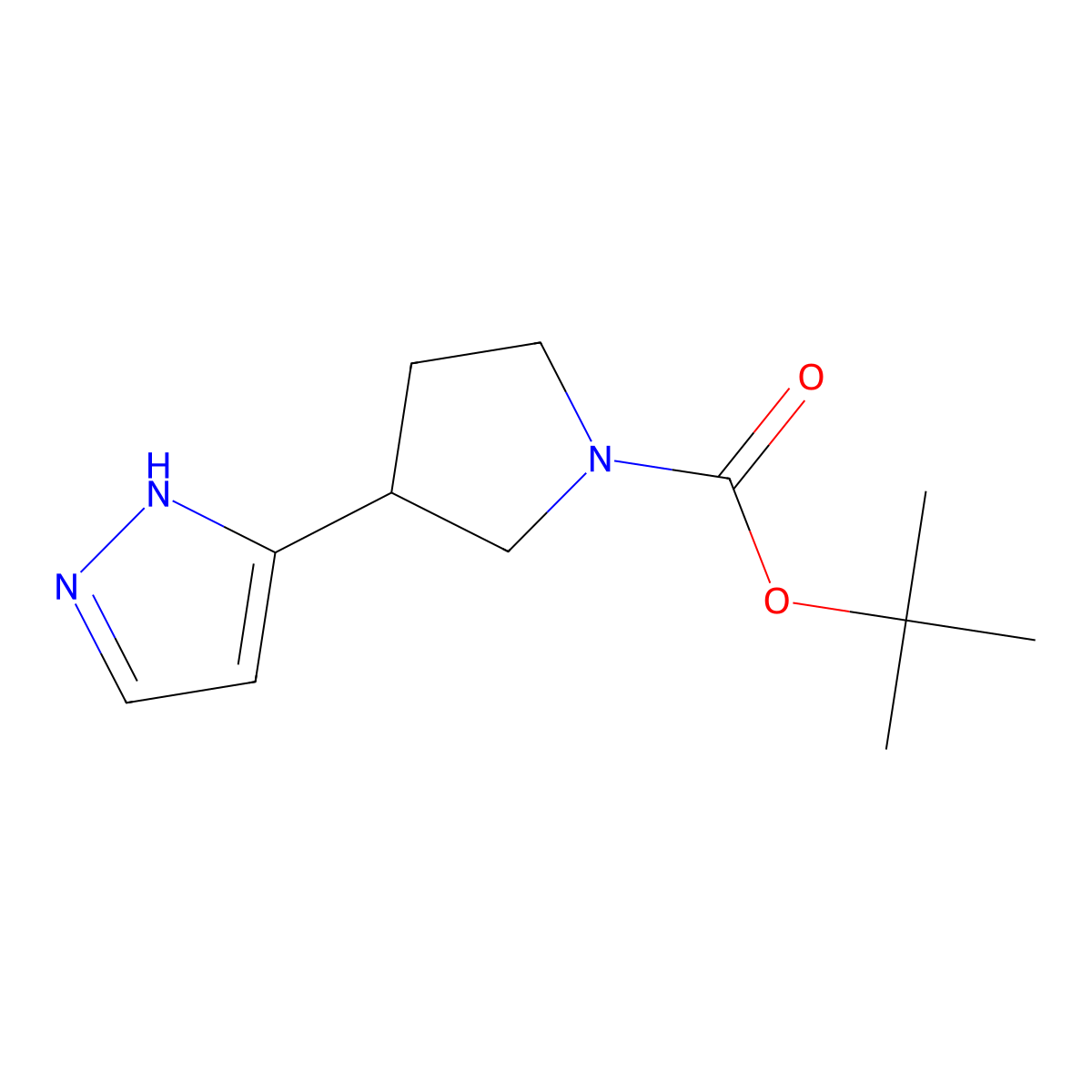 tert-butyl 3-(1H-pyrazol-3-yl)pyrrolidine-1-carboxylate molecular structure, CAS 1225218-81-4