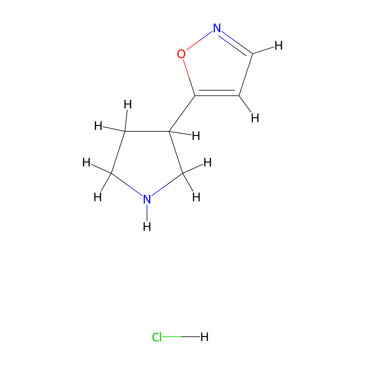 5-(Pyrrolidin-3-yl)-1,2-oxazole--hydrogen chloride (1/1) molecular structure, CAS 1225218-93-8