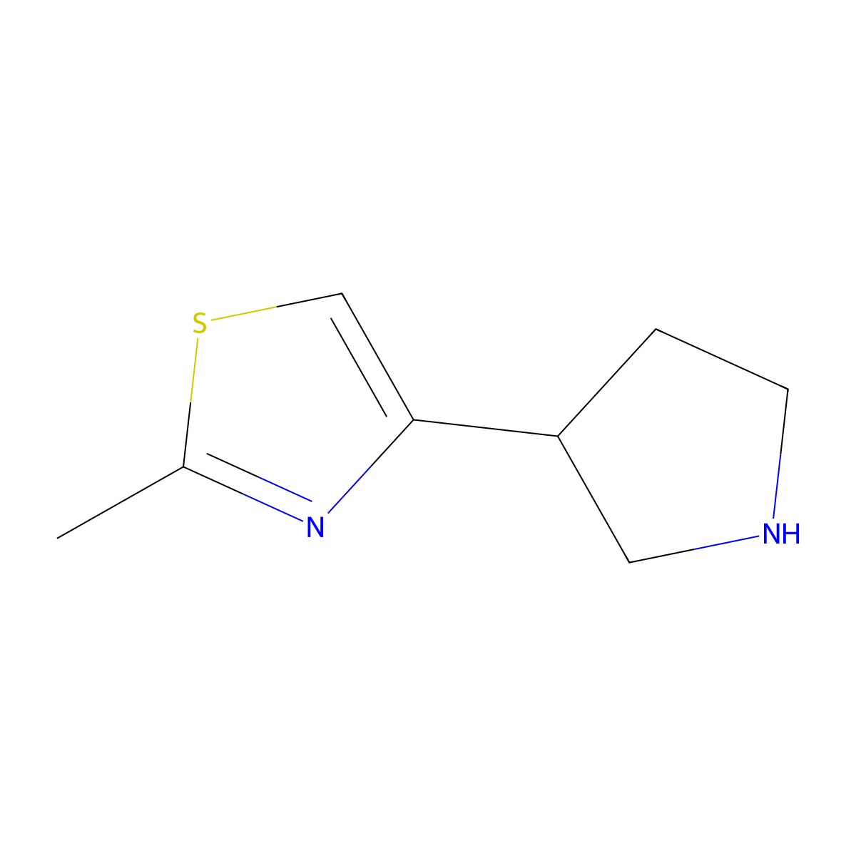 2-Methyl-4-(pyrrolidin-3-yl)-1,3-thiazole molecular structure, CAS 1225218-96-1