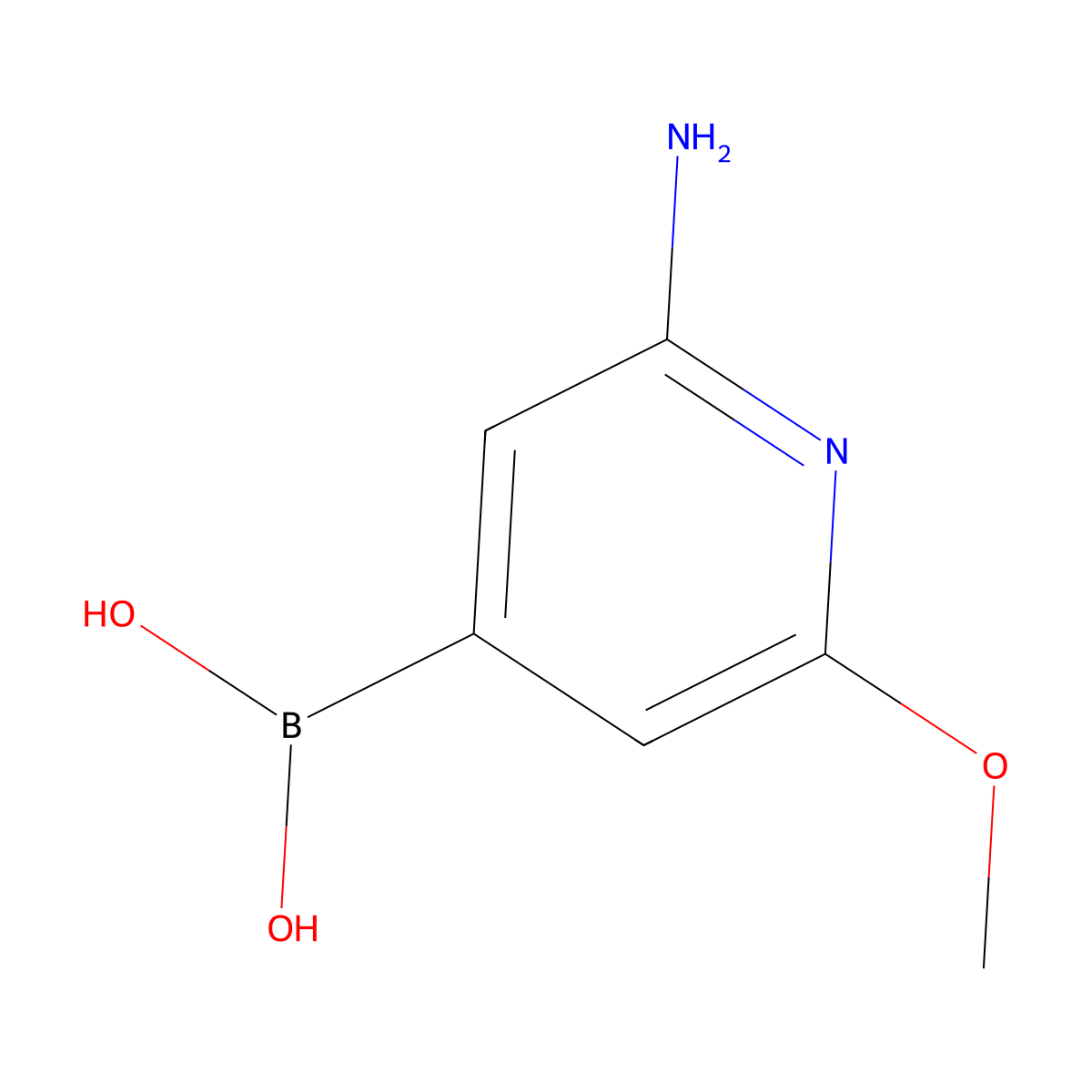 2-Amino-6-methoxypyridin-4-ylboronic acid molecular structure, CAS 1225222-02-5