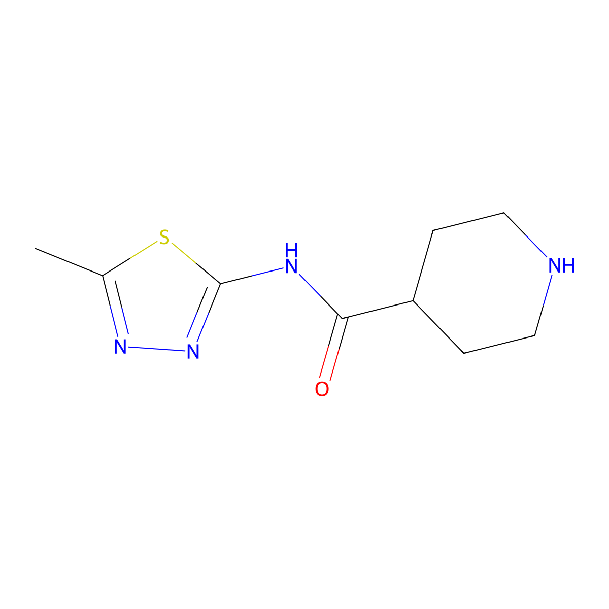 N-(5-methyl-1,3,4-thiadiazol-2-yl)piperidine-4-carboxamide molecular structure, CAS 1225227-09-7