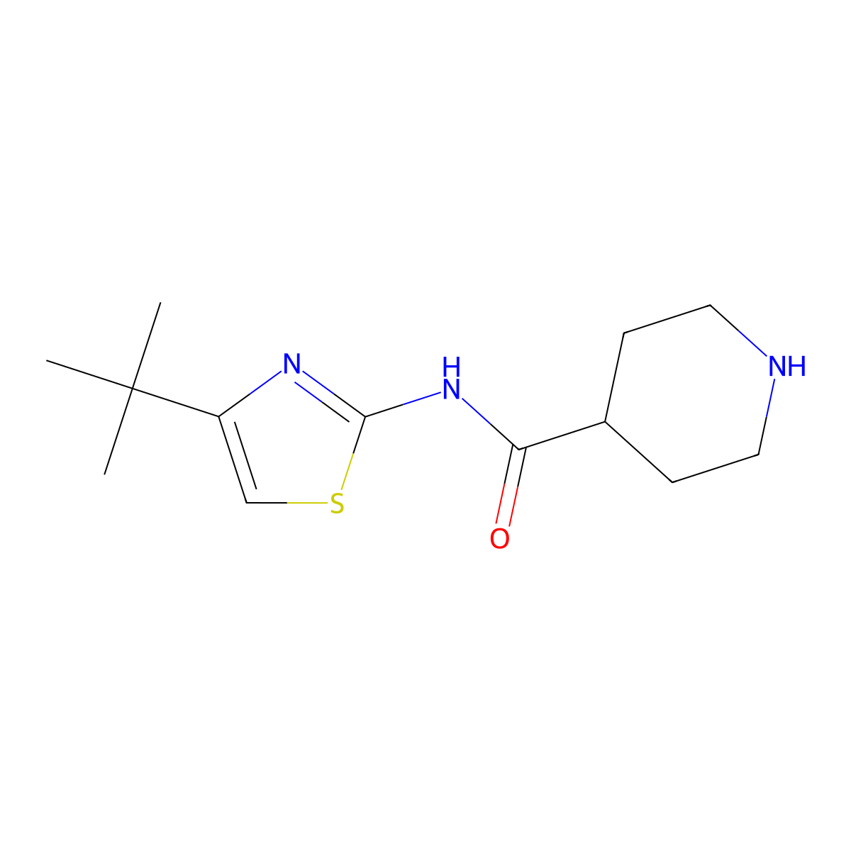 N-(4-tert-butyl-1,3-thiazol-2-yl)piperidine-4-carboxamide molecular structure, CAS 1225227-10-0