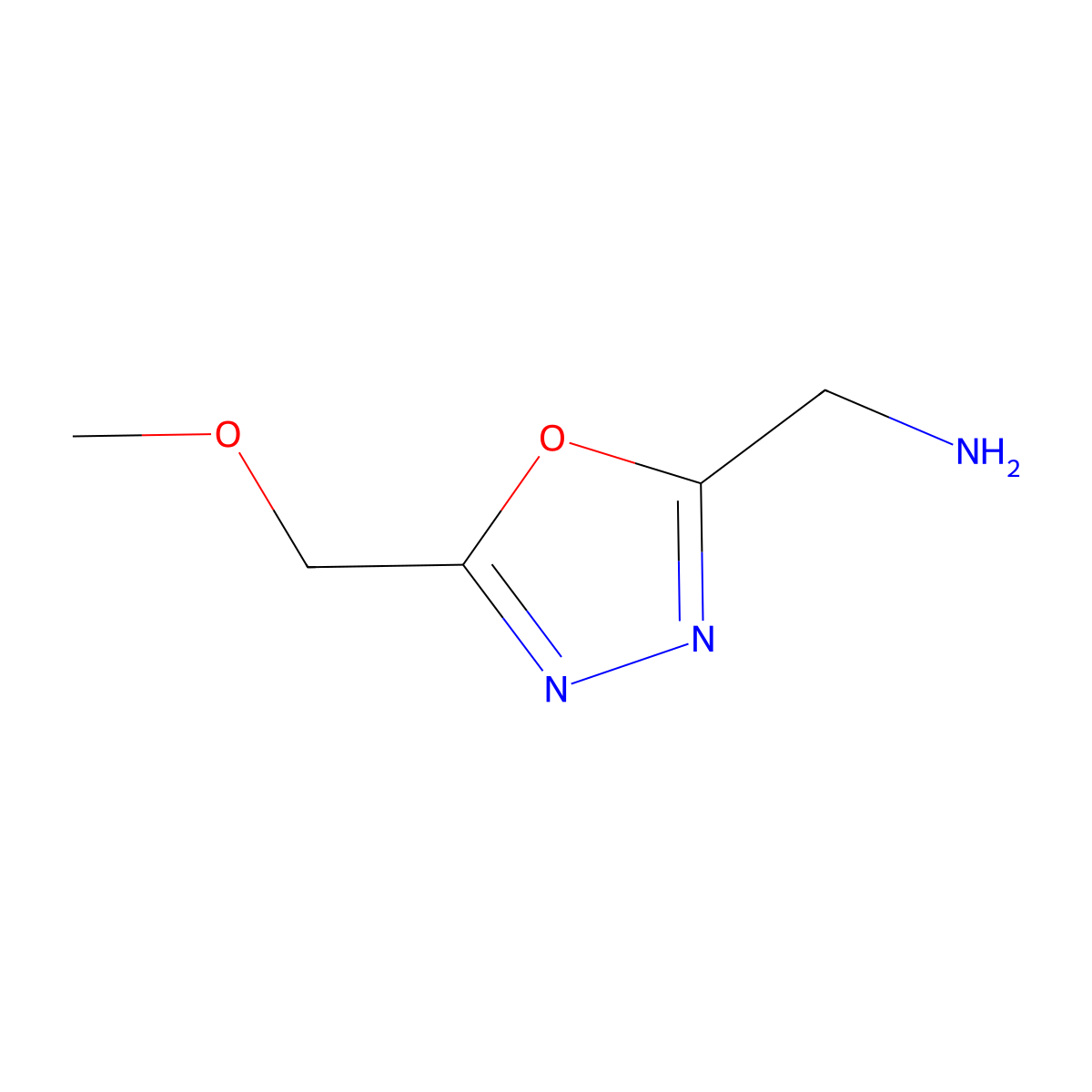 (5-(Methoxymethyl)-1,3,4-oxadiazol-2-yl)methanamine molecular structure, CAS 1225227-11-1
