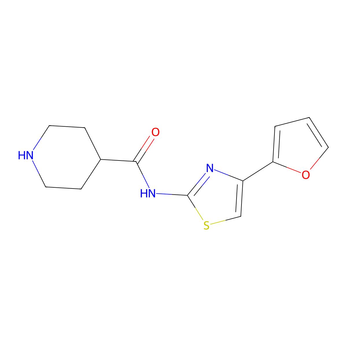 N-[4-(furan-2-yl)-1,3-thiazol-2-yl]piperidine-4-carboxamide molecular structure, CAS 1225227-16-6