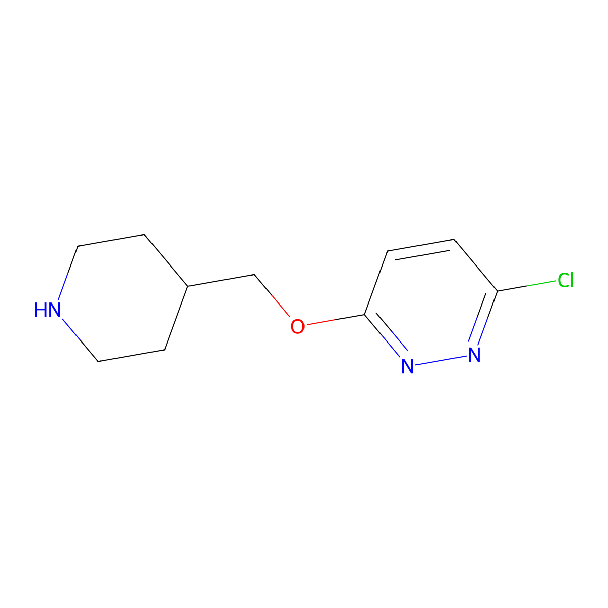 3-Chloro-6-(piperidin-4-ylmethoxy)pyridazine molecular structure, CAS 1225227-26-8