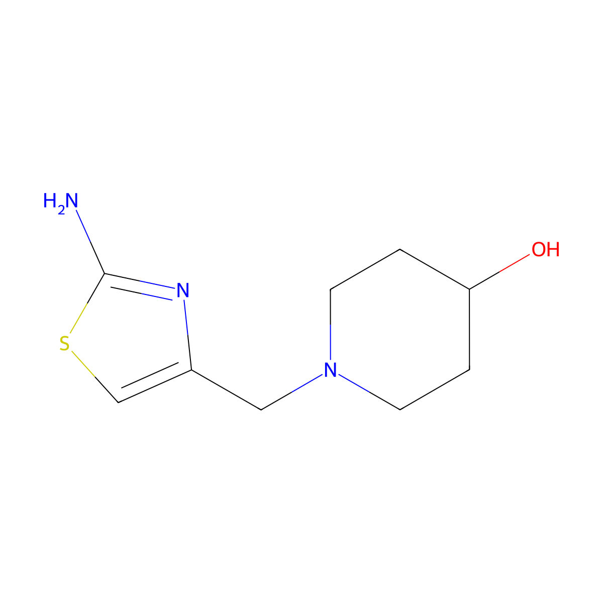 1-[(2-Amino-1,3-thiazol-4-yl)methyl]piperidin-4-ol molecular structure, CAS 1225227-47-3