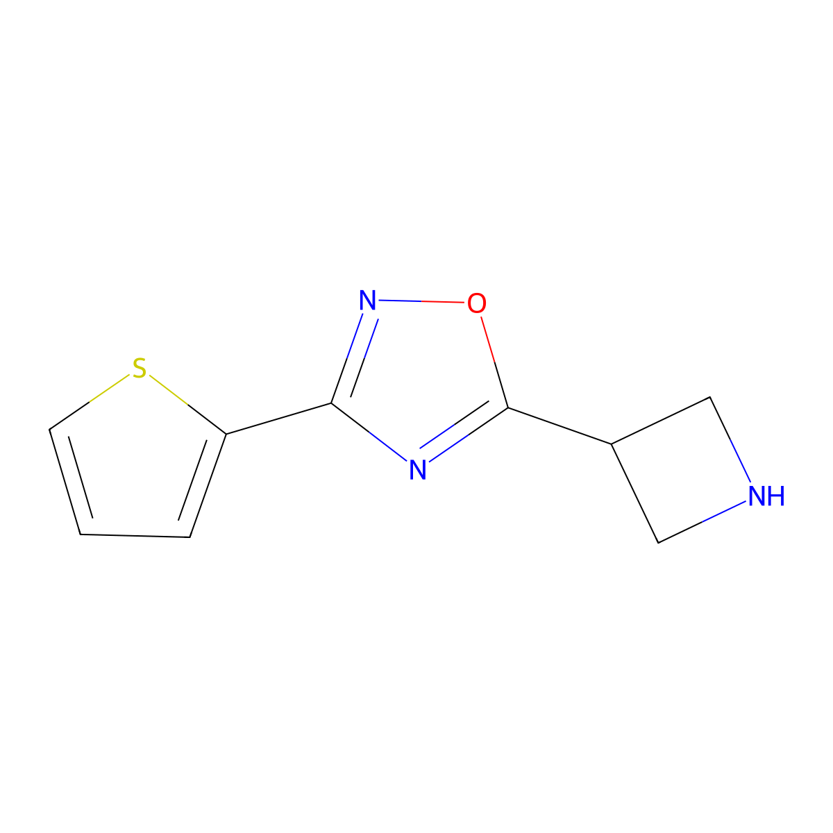 5-(Azetidin-3-yl)-3-(thiophen-2-yl)-1,2,4-oxadiazole molecular structure, CAS 1225227-56-4