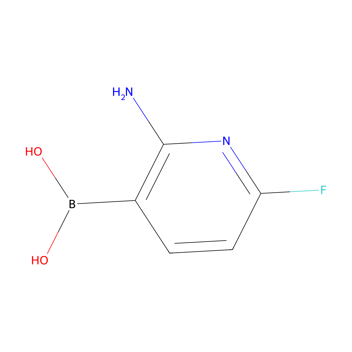 (2-Amino-6-fluoropyridin-3-yl)boronic acid molecular structure, CAS 1225227-87-1