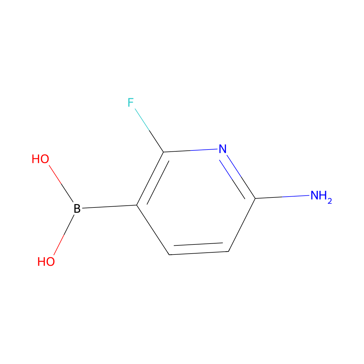 (6-Amino-2-fluoropyridin-3-YL)boronic acid molecular structure, CAS 1225228-43-2