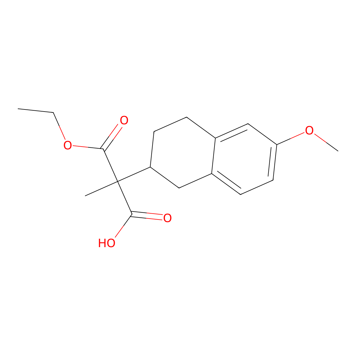 3-Ethoxy-2-(6-methoxy-1,2,3,4-tetrahydronaphthalen-2-yl)-2-methyl-3-oxopropanoic acid molecular structure, CAS 1225228-89-6