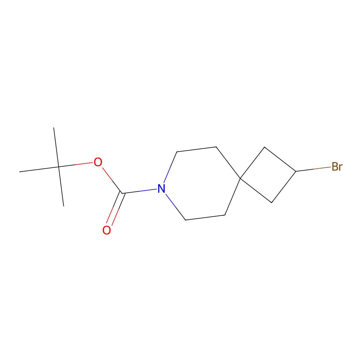 Tert-butyl 2-bromo-7-azaspiro[3.5]nonane-7-carboxylate molecular structure, CAS 1225276-07-2