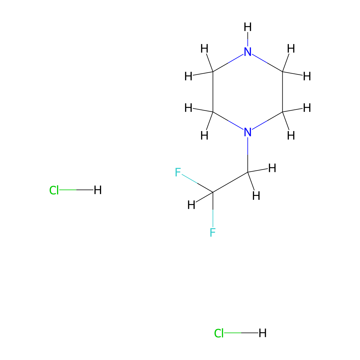 1-(2,2-Difluoroethyl)piperazine dihydrochloride molecular structure, CAS 1225276-98-1