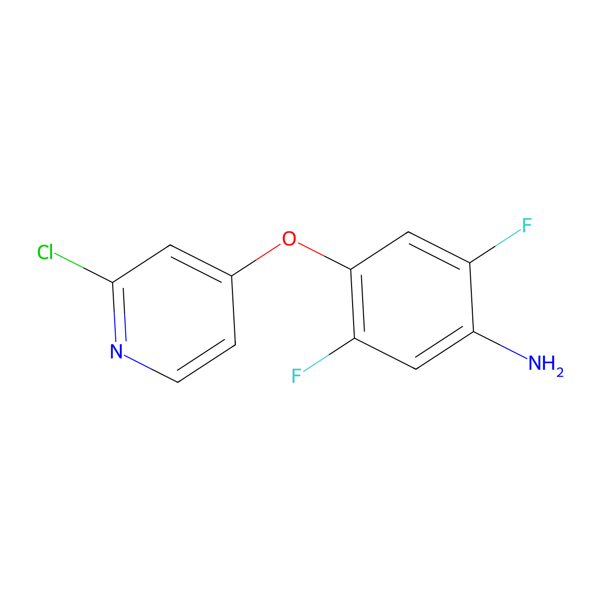 Benzenamine, 4-[(2-chloro-4-pyridinyl)oxy]-2,5-difluoro- molecular structure, CAS 1225278-65-8