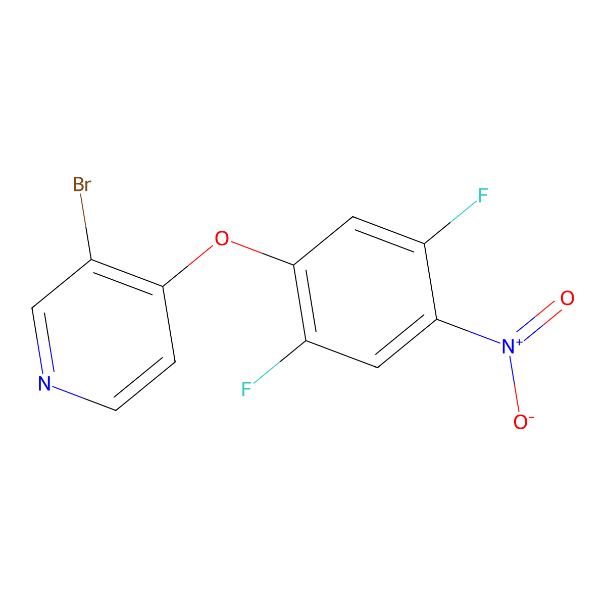3-Bromo-4-(2,5-difluoro-4-nitrophenoxy)pyridine molecular structure, CAS 1225278-73-8